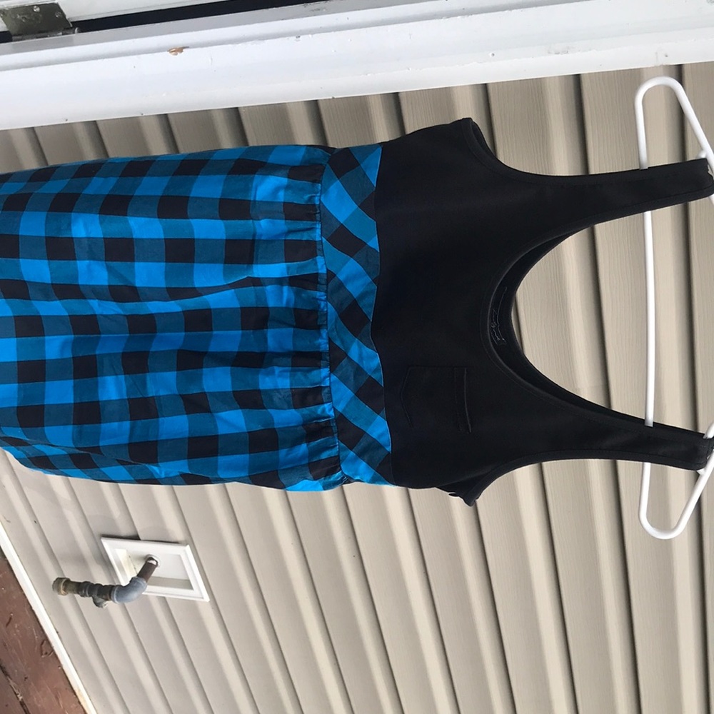 Black and blue plaid dress